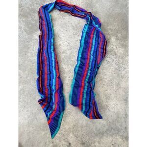 Vintage Scarf 1980s Spandex Striped Red Blue Purple Teal